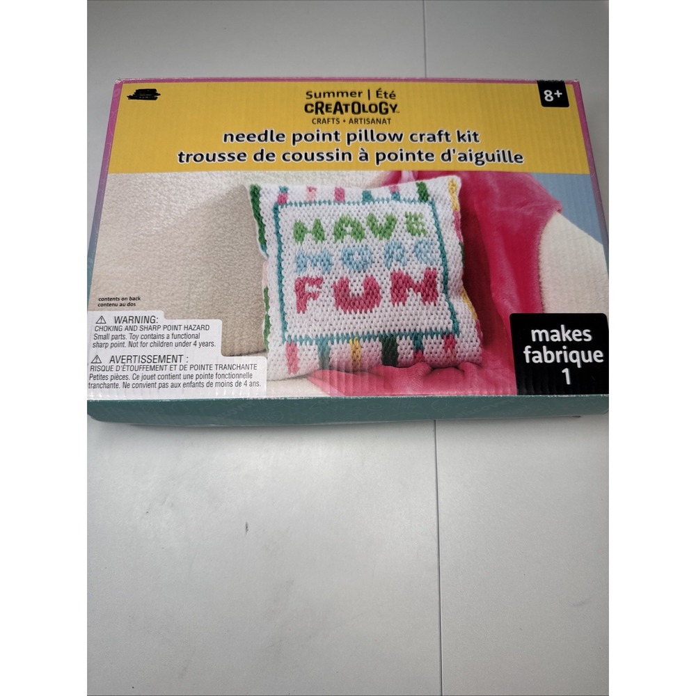 NEW Creatology Summer Needlepoint Pillow Craft Kit Kids Ages 8+ DIY Needlecraft